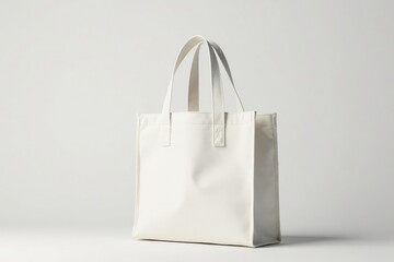 Stylish canvas shopping bag, white background , product photography, eco bag
