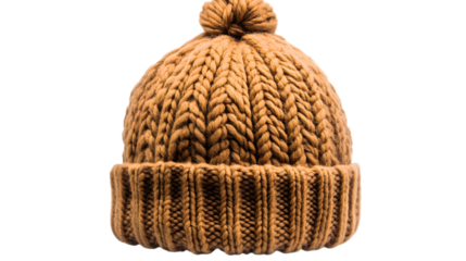 Stylish Knitted Hat Cut Out on White Background for Winter Fashion Apparel Photography