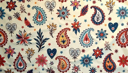 Obraz premium Subtle paisley print, muted tones, elegant repeating design, decorative, aesthetic