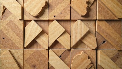 Wooden block with repeating geometric shape cut-out , line, shape