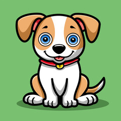 cute puppy sitting with funny smile