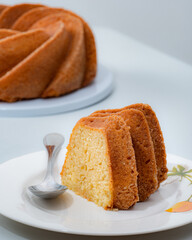Cake display without decoration on a white background