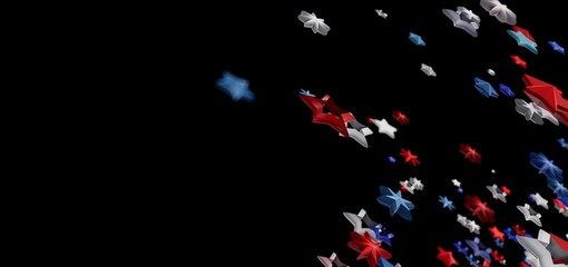 Festive background with 3D stars. Perfect for Independence Day or patriotic designs.