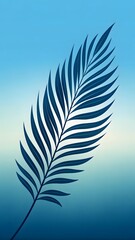 Obraz premium Serene Palm Leaf Silhouette Gradient Blue Tones Illustration