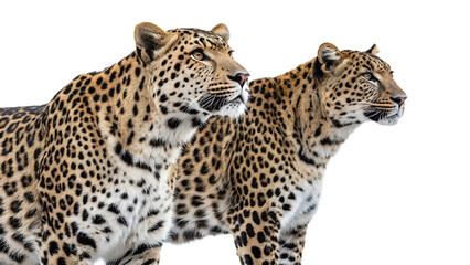 Fototapeta premium Two leopard isolated on transparent background