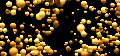 Floating gold and bronze spheres, abstract background. Perfect for luxury, technology, or science.