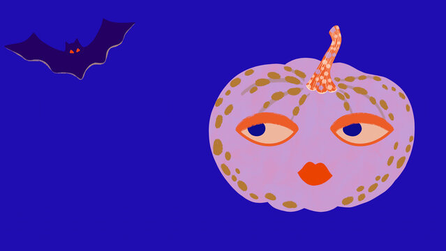 Halloween pumpkin with spooky bat