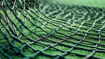 Close up of a green net texture background for sports equipment and fishing gear use