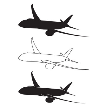 Collection of simple vector planes, white background
