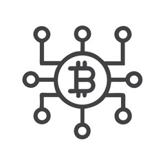 Bitcoin Cryptocurrency Network Icon for Financial Technology Websites, Banking Apps, Crypto Education Materials and Blockchain-related Presentations