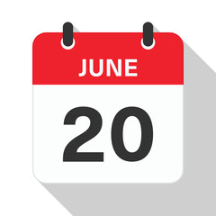 June 10 Daily Calendar. Red Theme on White Background