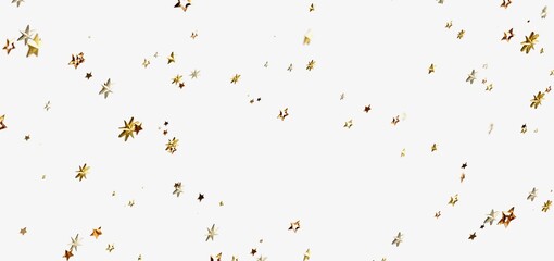 Obraz premium Sparkling gold stars on white background. Festive, celebratory image.