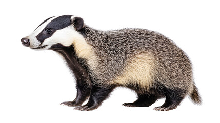 Fototapeta premium European Badger Side View Isolated Standing Wildlife Photo