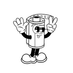 Retro character design from comedy film roll outline