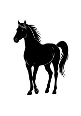 Majestic Black Horse Silhouette: Elegant Line Art