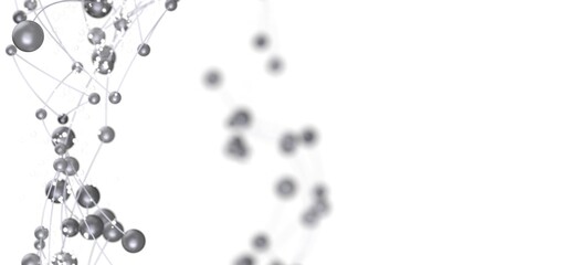 Modern abstract background with silver spheres connected by lines. Perfect for tech, network, or connection themes.