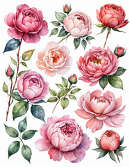 A bunch of pink flowers with green leaves