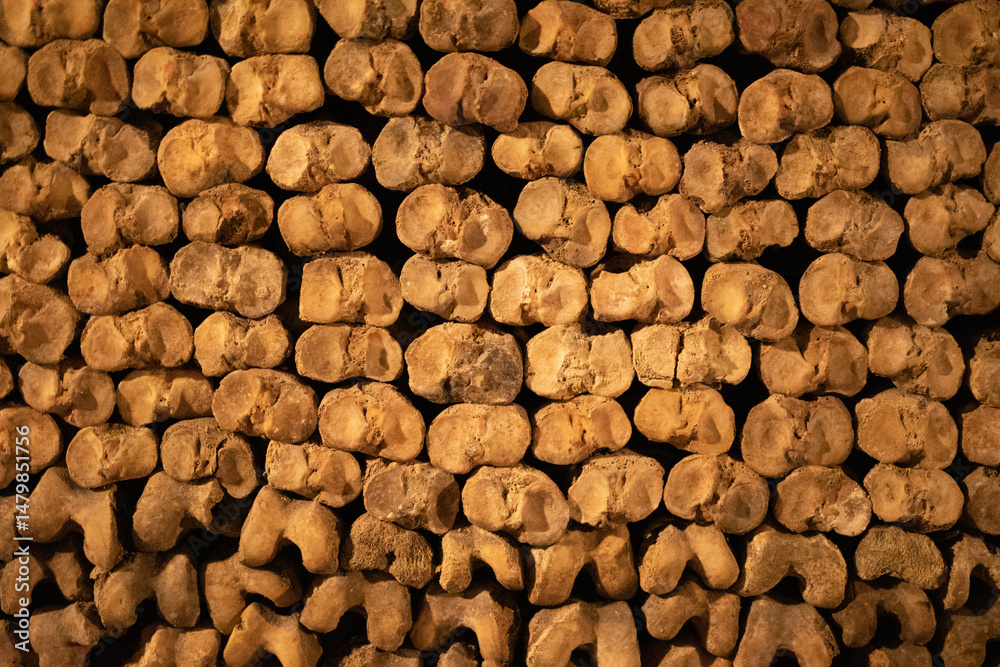 Poster High-resolution image of stacked bones, perfect for backgrounds or textures.  Great for design projects.