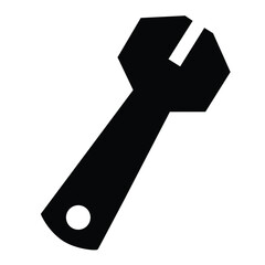 Cute cartoon hand drawn vector wrench silhouette.