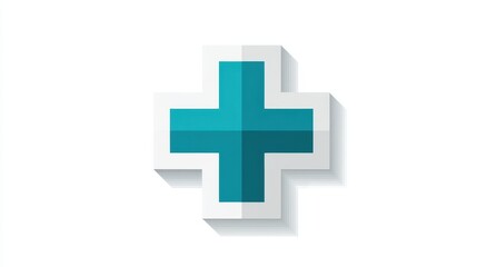 Fototapeta premium Teal Medical Cross Icon Flat Vector Design Element