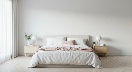 Serene bedroom interior showcasing a minimalist aesthetic and soothing colors