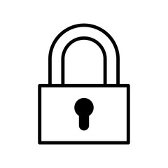 Closed, rectangular padlock with a keyhole and shackle, isolated on a white background.