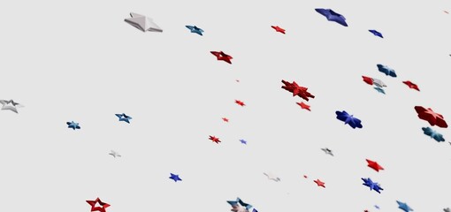 Red, white, and blue stars on a white background. Perfect for Independence Day designs.