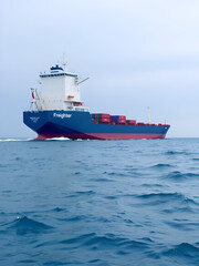 Fototapeta premium FREIGHTER - Merchant vessel at Sea