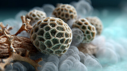 Ecological collapse Concept ,Coral decay concept highlighting ocean acidification effects on marine life