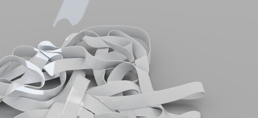 Modern, abstract background of tangled white ribbons. Perfect for design projects.
