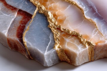 Fototapeta premium Gray and beige marble stone texture with subtle natural veining and polished surface,