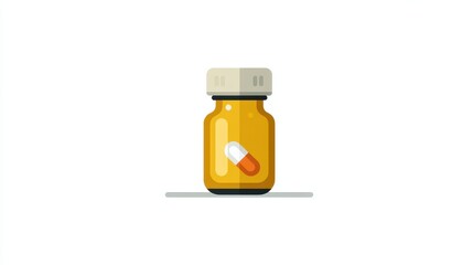 Vitamin Bottle Icon Flat Vector Illustration