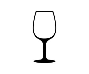 Wine glass icon. Isolated sign empty glass of wine  illustration on transparent background.
