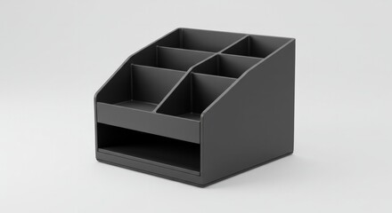Sleek charcoal gray desk organizer offers efficient storage solutions