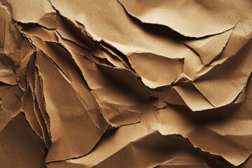 Crinkled brown kraft paper texture, intricate folds and creases