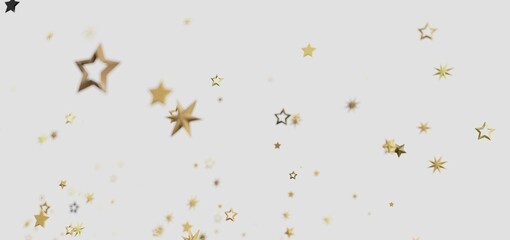 Beautiful image of gold stars falling on a white background, perfect for celebration themes.