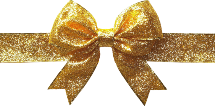 Golden Glitter Ribbon Bow Decoration