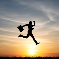 Sunset Silhouette: Ambitious Leap of Faith
