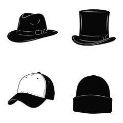 Retro hat set vector
