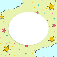 Cute Stars and Clouds cartoon Frame for kids background 