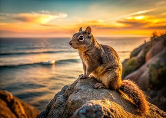 Pacific Ocean Squirrel Closeup - Low Light Wildlife Photography