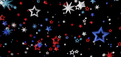 Festive 4th of July background with red, white, and blue stars.
