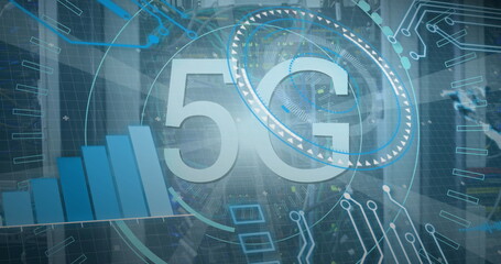 Image of 5g and data processing over servers