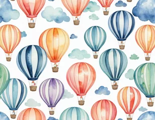 Wanddecoratie Luchtballon Colorful hot air balloons floating in the clear blue sky  © Minechka