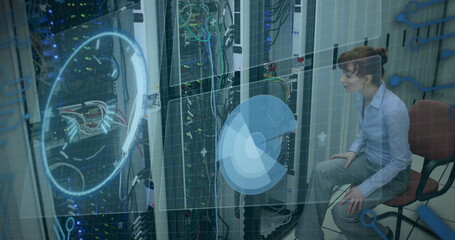 Image of statistics and data processing on grey background