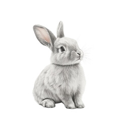 Obraz premium Elegant drawing of a rabbit with grey fur on a white background