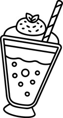 Berry smoothie cup outline vector art