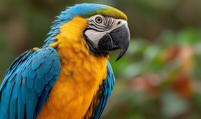 Obraz premium Vibrant macaw portrait amid natures embrace