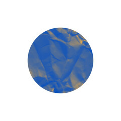 Metallic Blue and Gold Foil Circle Sticker – Crumpled Texture PNG Element