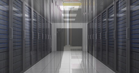 View of empty computer server room in seamless pattern
